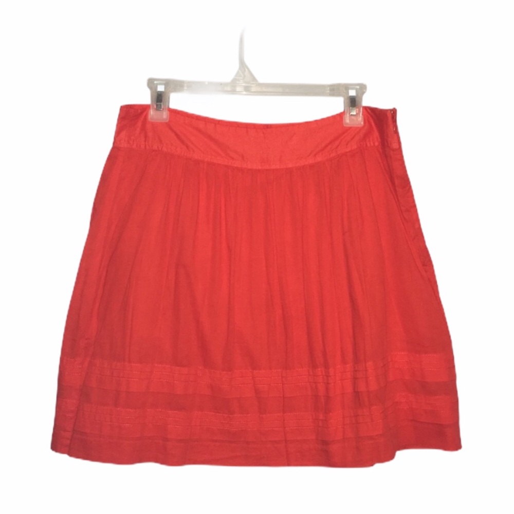 Ann Taylor LOFT Orange Pleated Circle A-Line Skirt